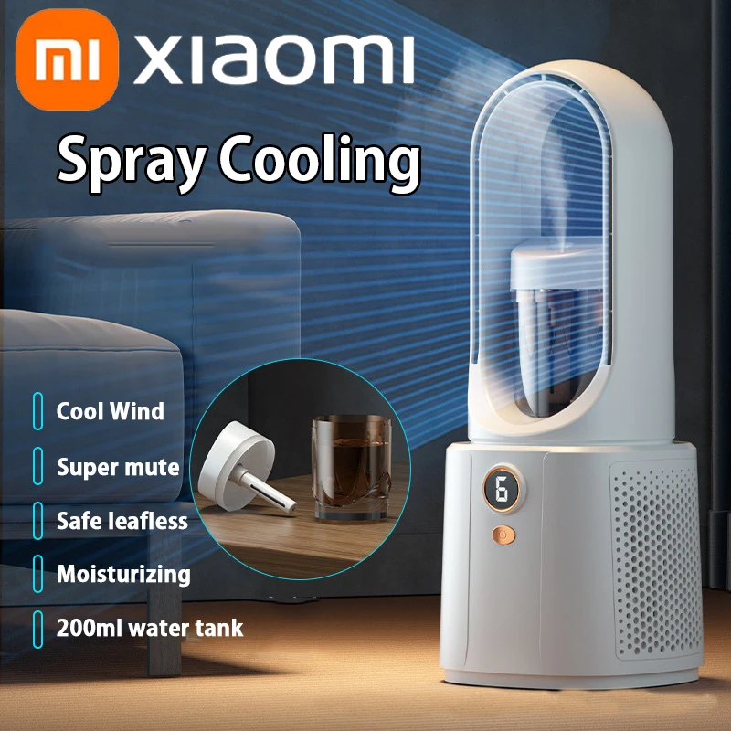 

Новый беслопастный вентилятор Xiaomi с ночным освещением, распылитель воздуха, кулер, увлажнитель воздуха, вентилятор для настольного компьютера, портативный бесшумный Кондиционер