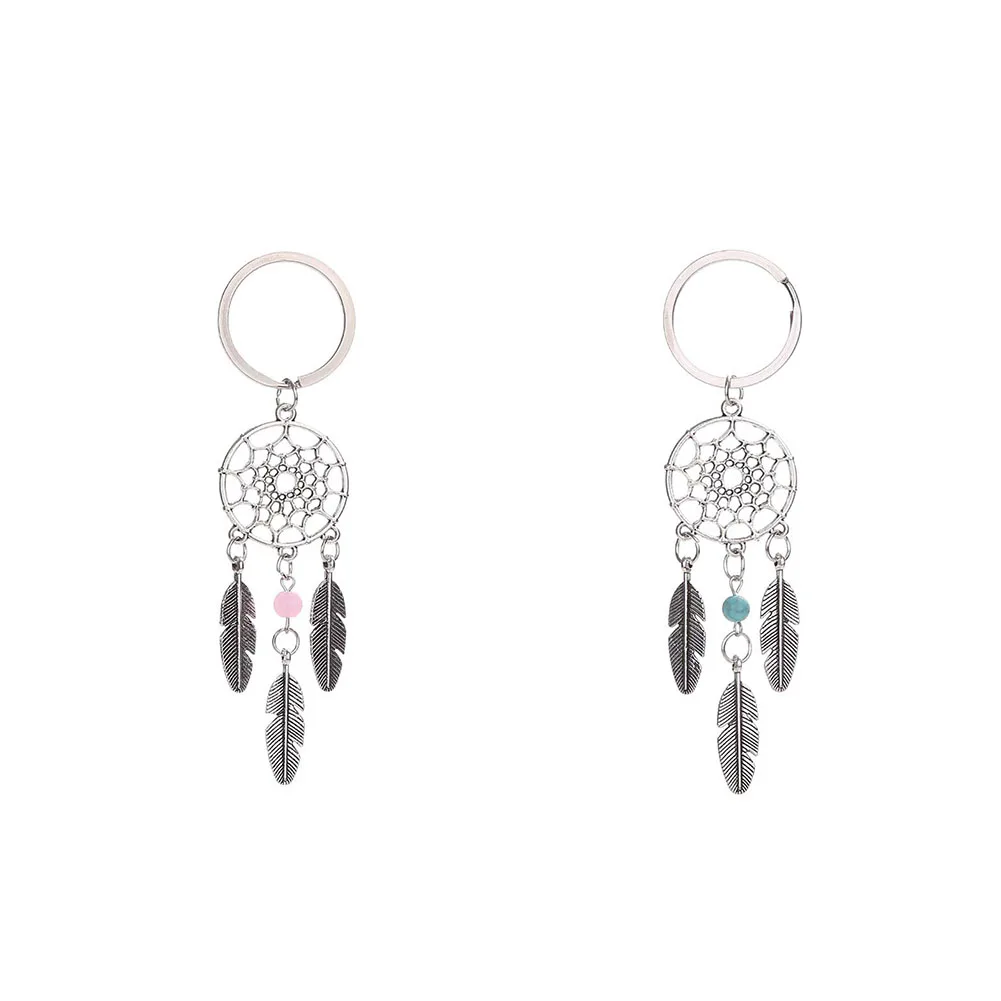 

Gift Pink Black Beads Dream Catcher Feather Wind Chimes Dream Catcher Key Chain Women Vintage Indian Style Key Chain