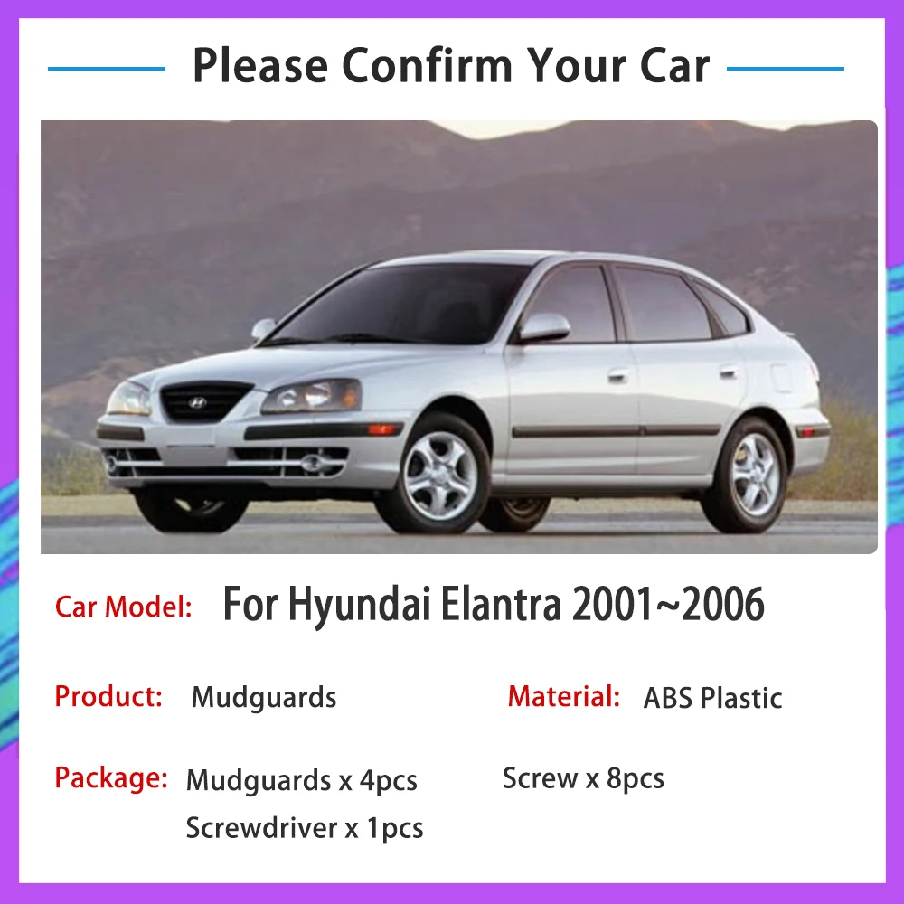 4 шт. Автомобильные Брызговики для Hyundai Elantra Avante XD 2001 ~ 2006