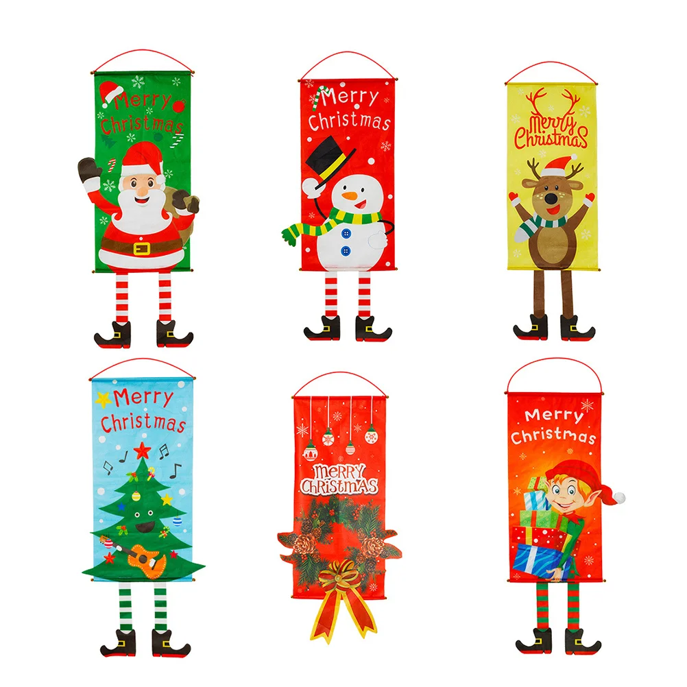 

Christmas Banner Hanging Flag Party Decor Letters Window Wall Decorative Cloth Diy Supplies Buntings Banners Decoration Cartoon