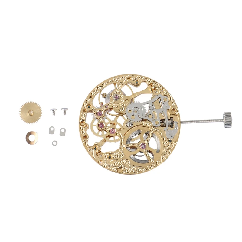 Mechanical St3600 Golden Manual Skeleton Hand Winding ST36 Hollow Out Carved Flowers Movement Parts ETA6497 Screw Part
