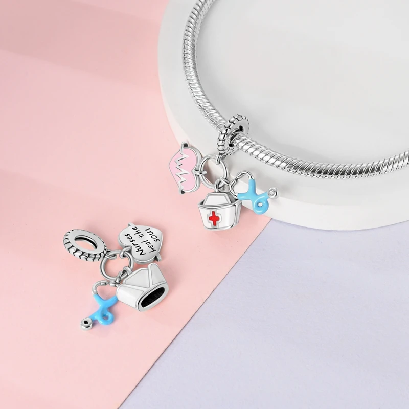 Стерлингового Серебра 925 розовое сердце велосипед детская коляска ножницы