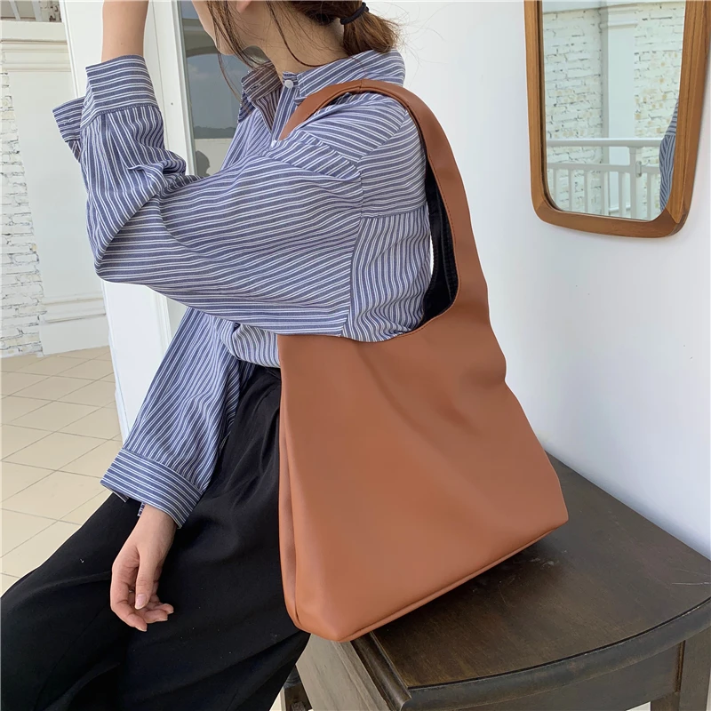 

Casual Women Shoulder Bag PU Leather Tote Handbag 2022 Winter Shopping Bags Soft Leather Lady Purse Bags High Capacity Totesr