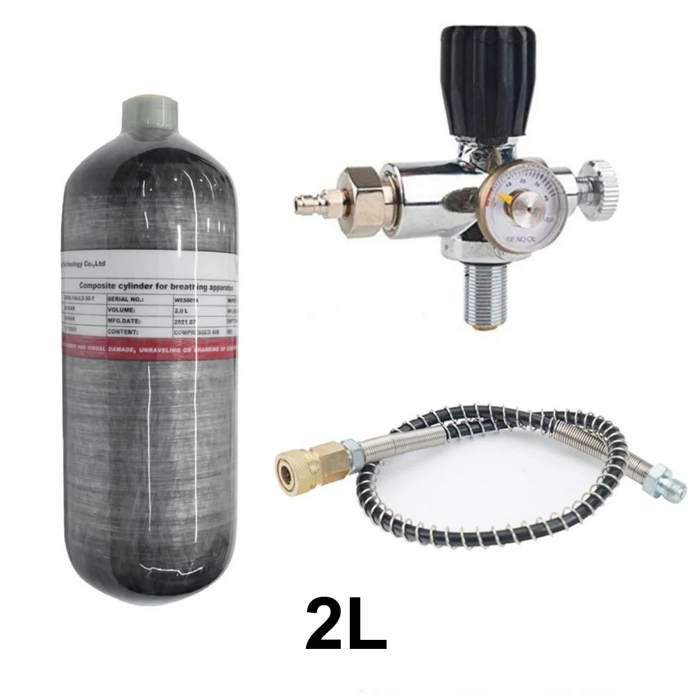 

TUXING 4500psi 300Bar 2L Carbon Fiber Cylinder High Pressure Tank Fill Station Regulator Gauge Scuba Diving M18*1.5