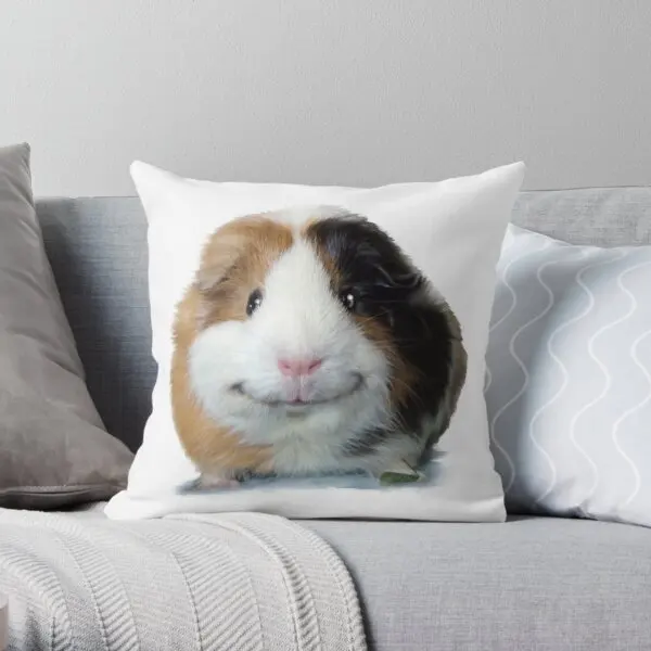 

Keep Smiling With Angeelo The Guinea Pig Printing Throw Pillow Cover Soft Car Cushion Office Waist Hotel Pillows not include