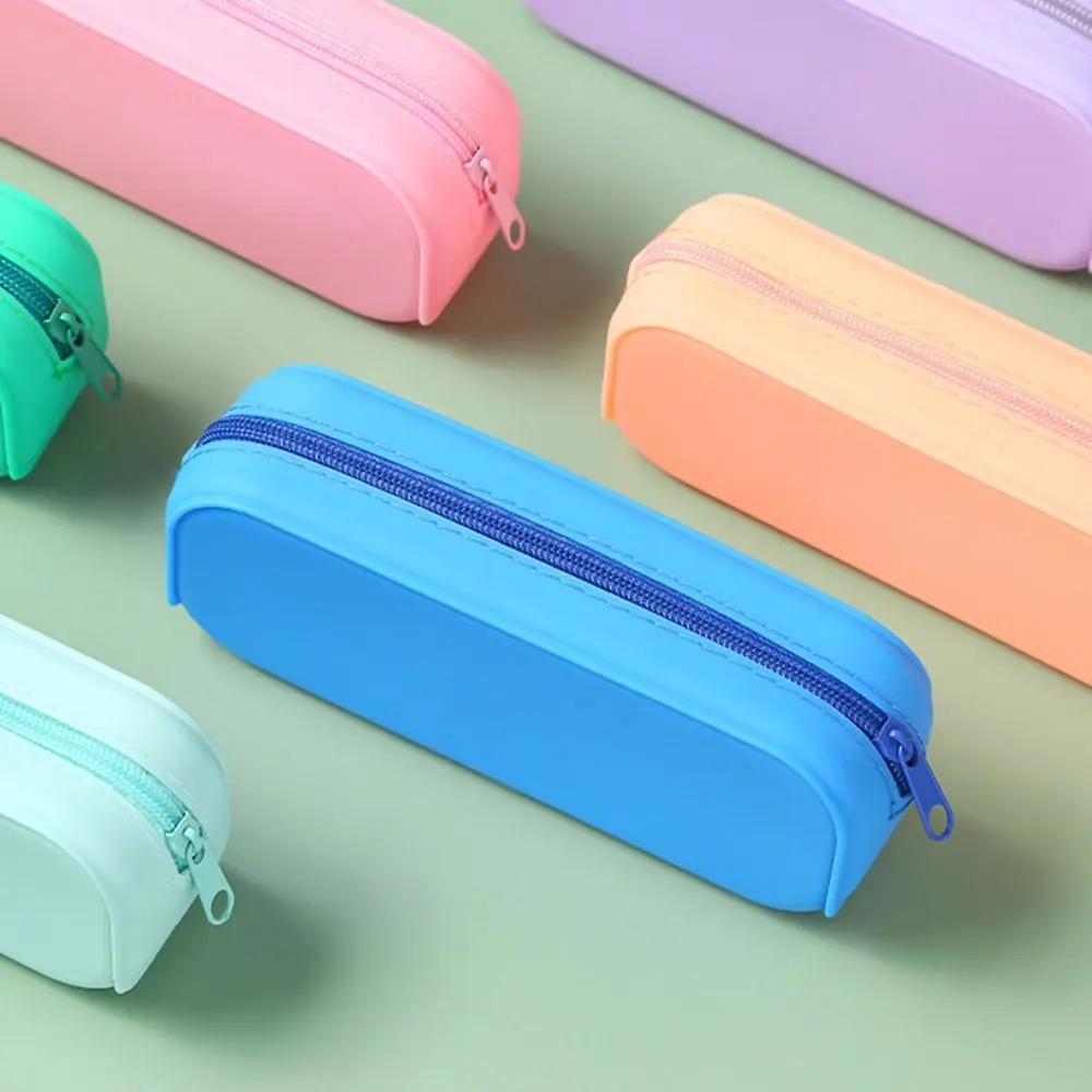 

New Creative Student Supplies Simple Silicone Pencil Case Stationery Box Storage Box Pencil Bag