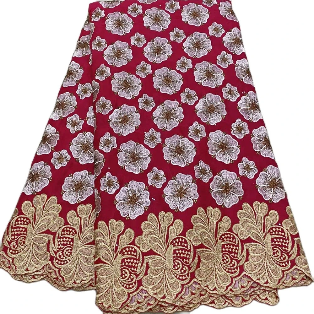 

Мягкая хлопковая кружевная вышивка с цветами, Высококачественная африканская швейцарская вуаль, кружевная ткань, нигерийская сенегайская швейная одежда, 5 ярдов