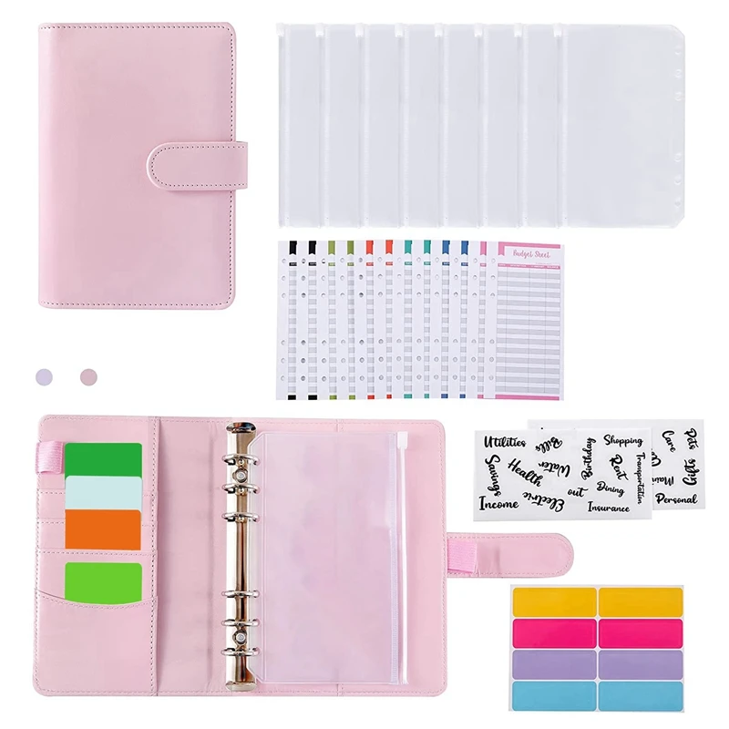 

A6 PU Leather Binder Budget Envelope, Plan Organizer Set, Expense Budget Sheet and Envelope