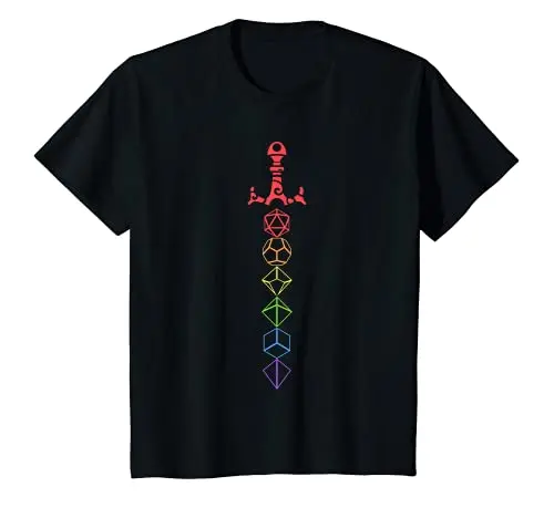 

Nerdy Dice Set Collector Sword LGBT Pride D20 T-Shirt