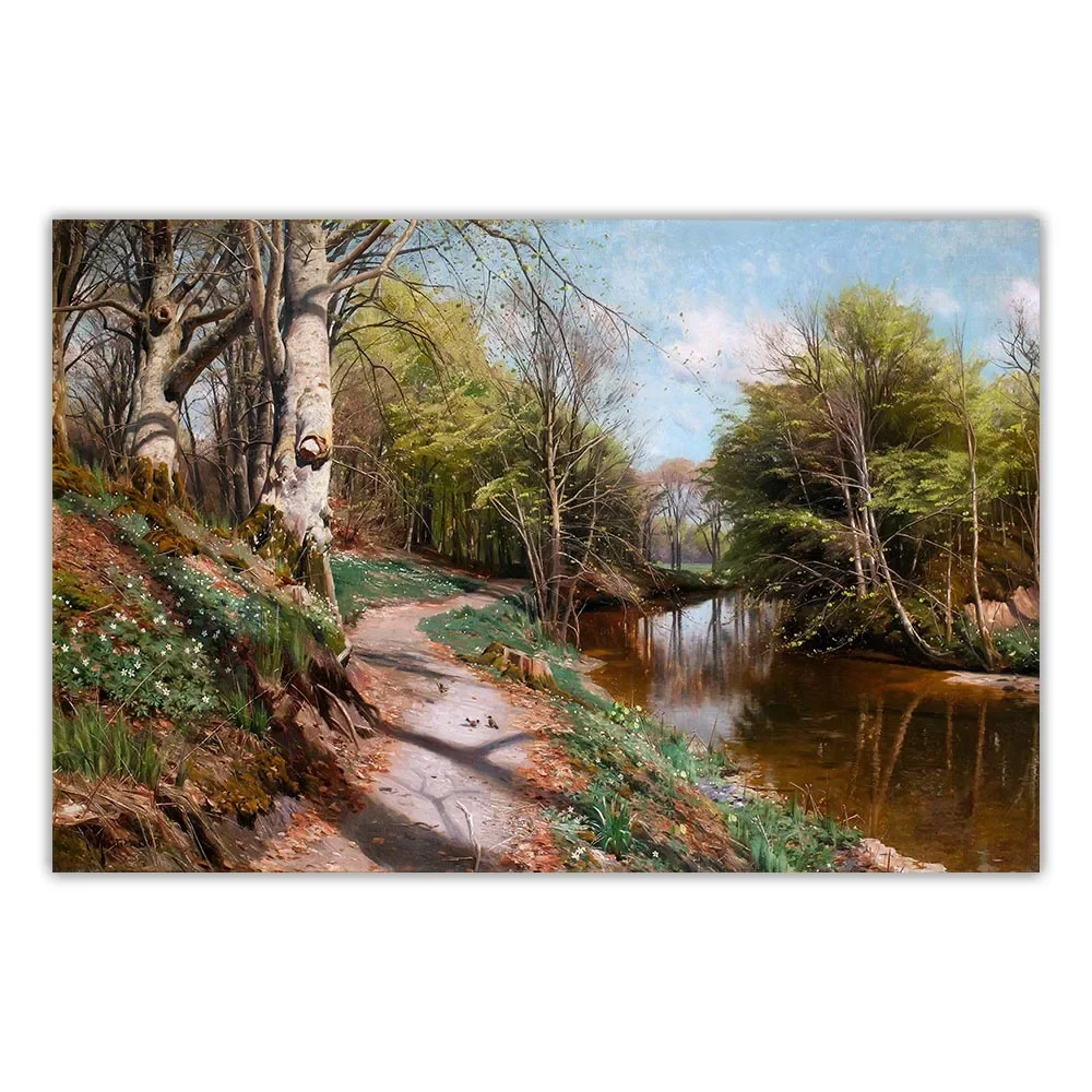 Картина Весенний пейзаж с маленькой рекой Citon