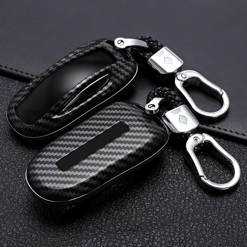 

New ABS Carbon Fibe Car Remote Key Full Cover Case Shell For Tesla Model 3 Model S Model X Car Smart Key Accessories Holder Fob