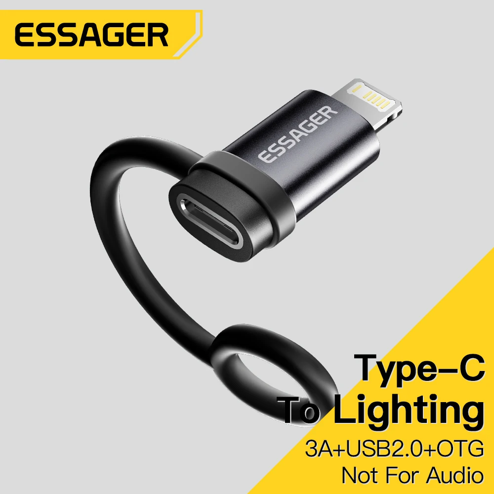 Адаптер Essager USB 2 0 OTG с гнездом Type-C и подсветкой для iPhone 15 14 13 Macbook