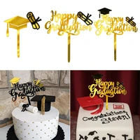36pc graduation paper cake toppers happy graduation bachelor cap transcript class cupcake dessert insert card flag party supply