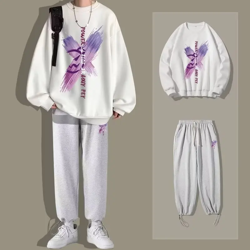 

Winter Men's Hoodie Sweatshirt Oversize Casual Colorful Gradient Graffiti Print Hoodies Tops Youth Vitality Tracksuits Set