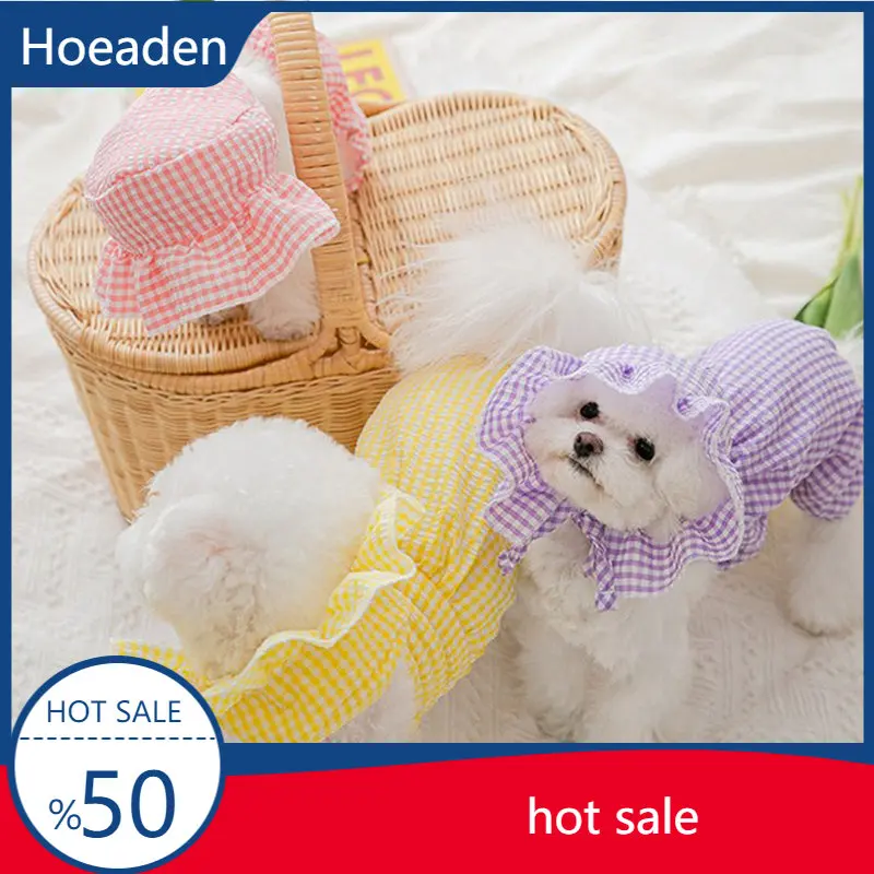 

Suspenders Dress Pet Clothing Dogs Pliad Skirt Dog Clothes Costume Small French Bulldog Print Cute Fresh Yollow Girl Mascotas