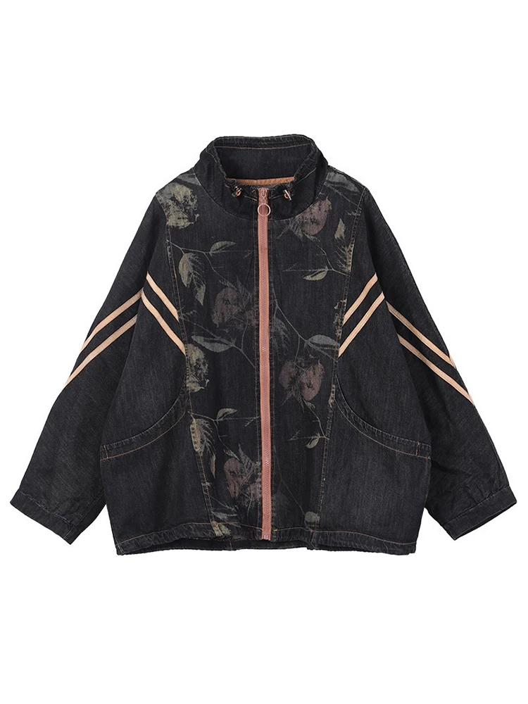 Осенняя Новинка 2021 черная джинсовая куртка Max LuLu с принтом женские пальто в