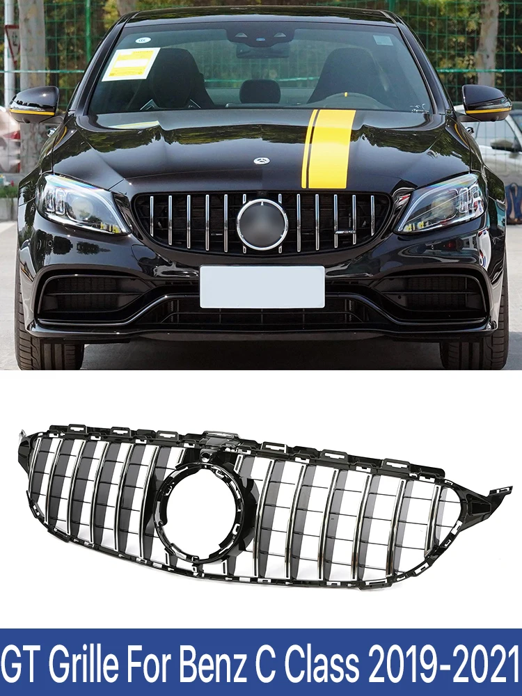 

Front Bumper Panamericana GT Grille For Mercedes Benz C-Class W204 W205 W206 C180 200 300 350 Grill Parrilla 2008-2013 2014-2021