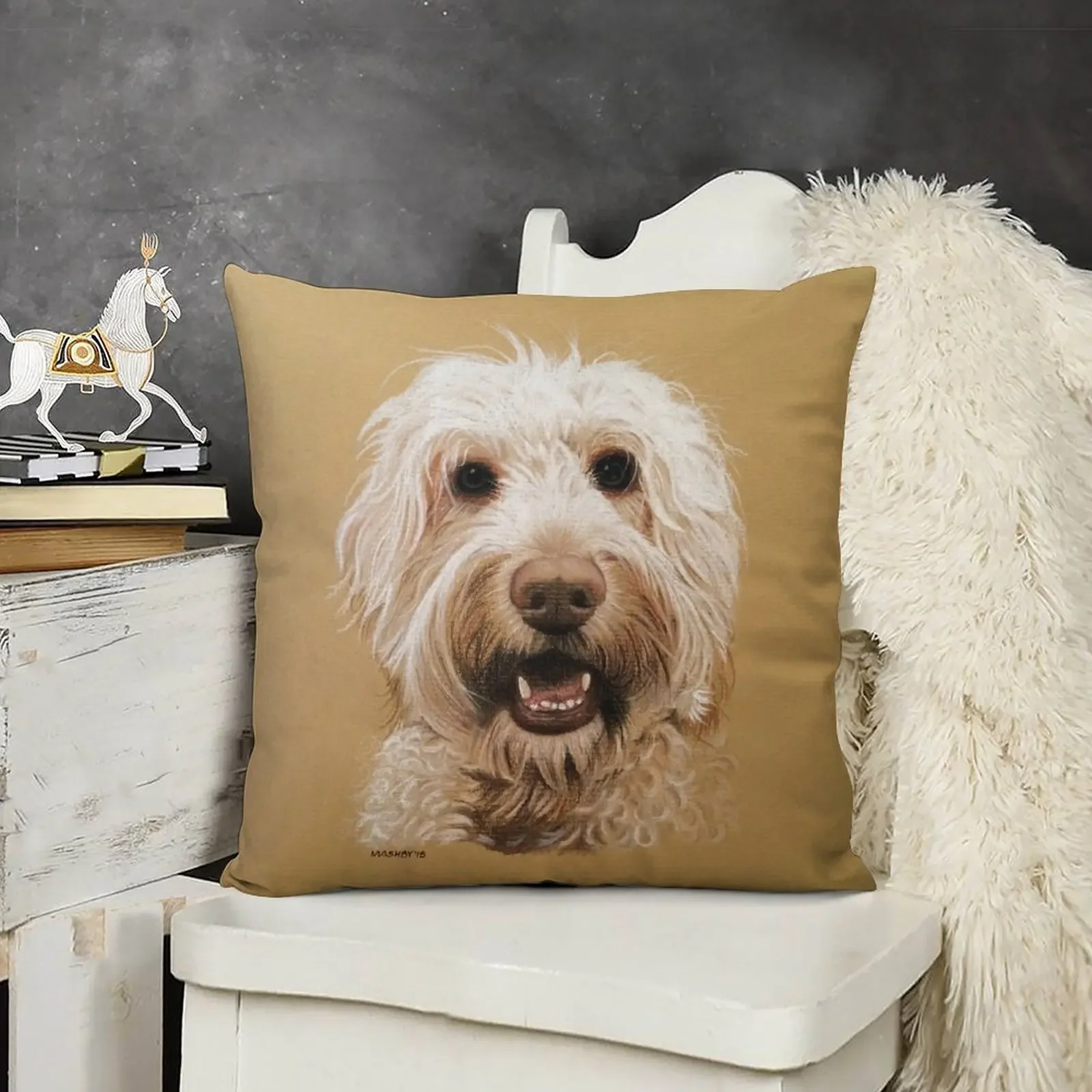 Берни великолепный лабradoodle! Декоративная подушка Наволочки декоративная