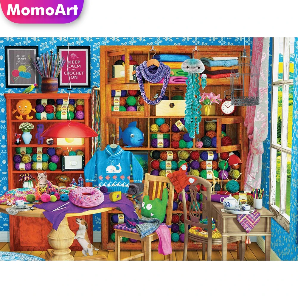 

MomoArt Full Square Diamond Embroidery House New Arrival Kits Mosaic Needlework Beaded DIY Landscape Painting Wall Art