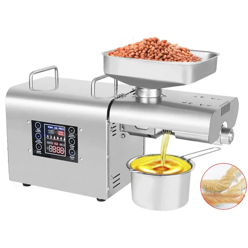 

New Intelligent Temperature Control Oil press Automatic Home Stainless Steel Cold Pressing Flax seed Peanut Coconut Oil Press