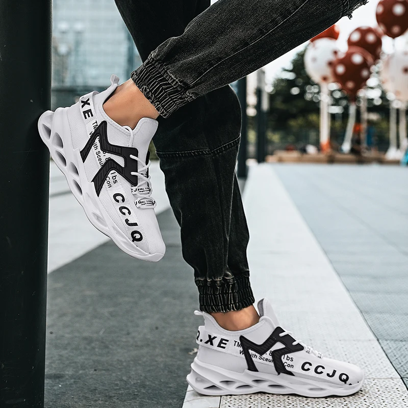 Men Shoes 2023 Sneakers for Men Shoes White Mesh Breathable Male Trainers Light Sports Running Shoe Big Size 39-46 Drop-shipping