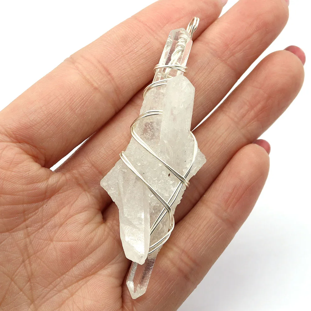 

Exquisite Natural Stone Irregular White Crystal Pendant 20-80mm Wire Wrap Charm Jewelry Making DIY Necklace Earring Accessories
