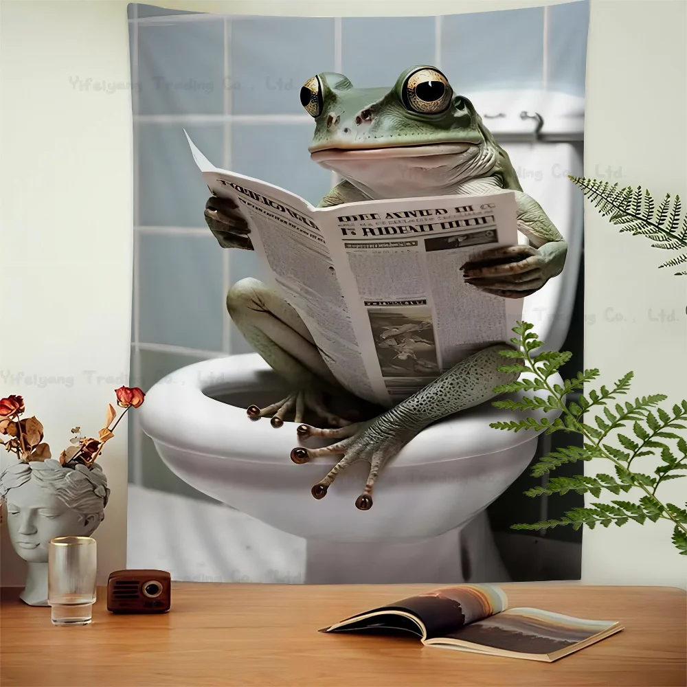 Забавный гобелен с юмористическими животными для ванной комнаты богемный