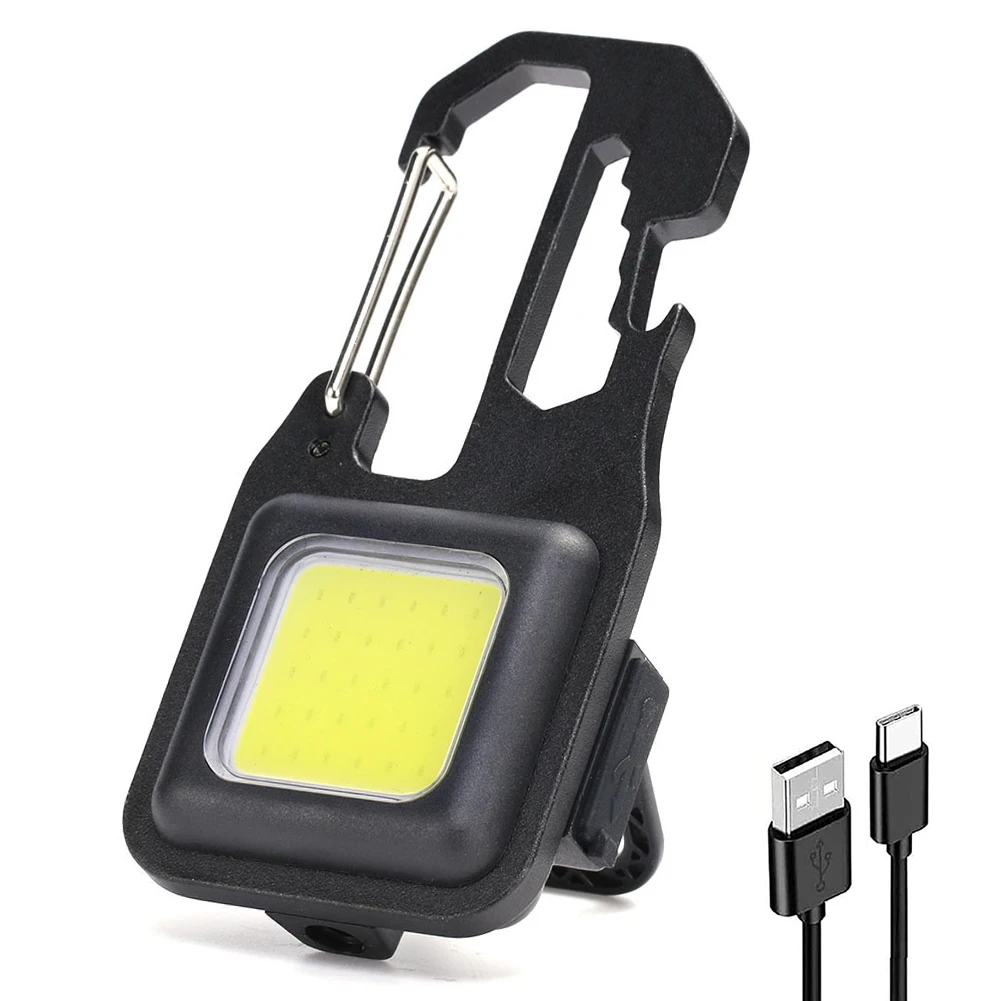 

Portable Keychain Light Bottle Opener Rechargeable Mini COB LED Keychain Light 4 Gear IPX4 Waterproof for Outdoor Camping Hiking