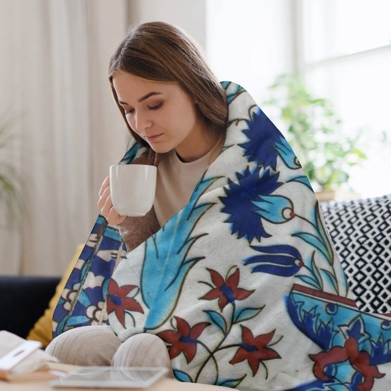 Турецкое одеяло Iznik с цветочным узором декоративное для дивана тонкие одеяла