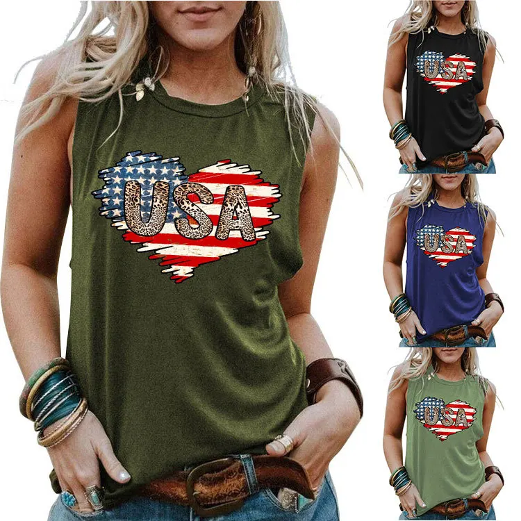 

2023 Women Fashion Sexy Sleeveless Vest Streetwear Off Shoulder Loose 3D Print Tank Tops