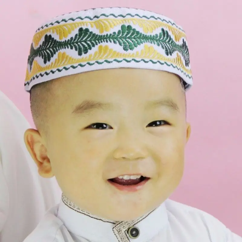 Мусульманская шляпа для мальчиков круглый головной убор с вышивкой молитва в