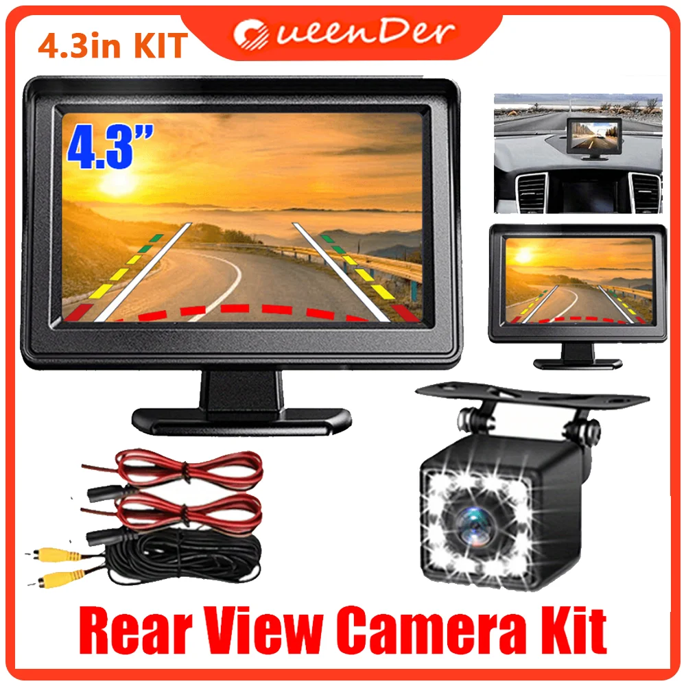 QueenDer 4 3-дюймовая камера заднего вида Автомобильный монитор HD ночного видения