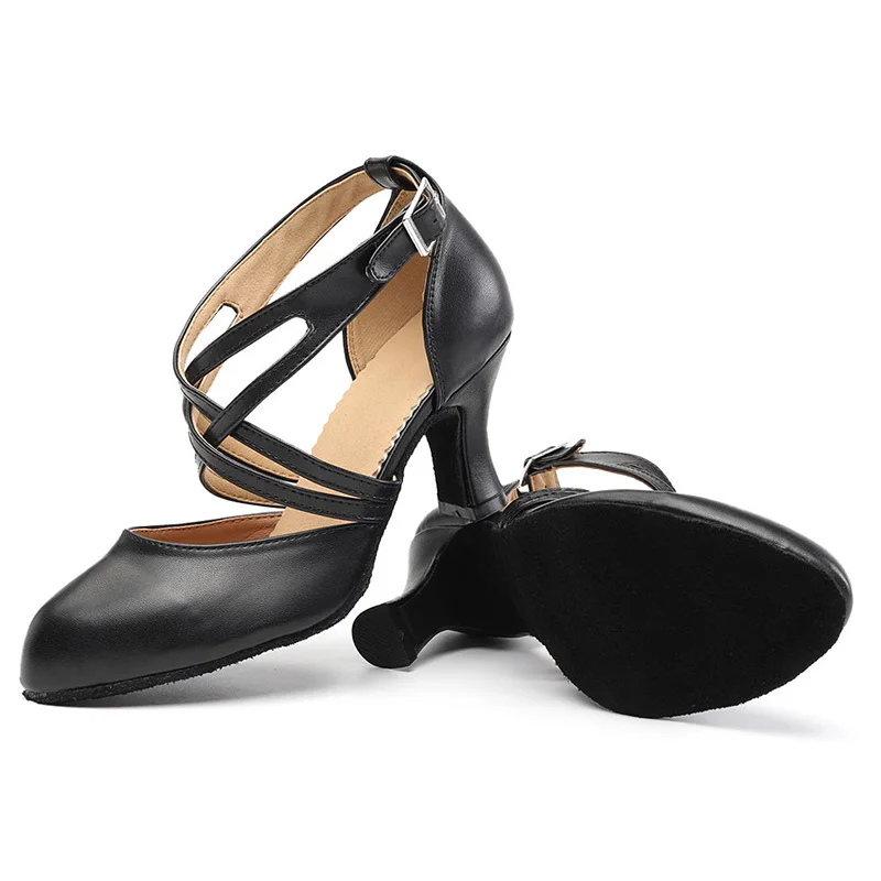 Women Ballroom Shoes Genuine Leather Latin Dance Shoes For Ladies Closed Toe Heels Salsa Tango Customize Dancing Heels