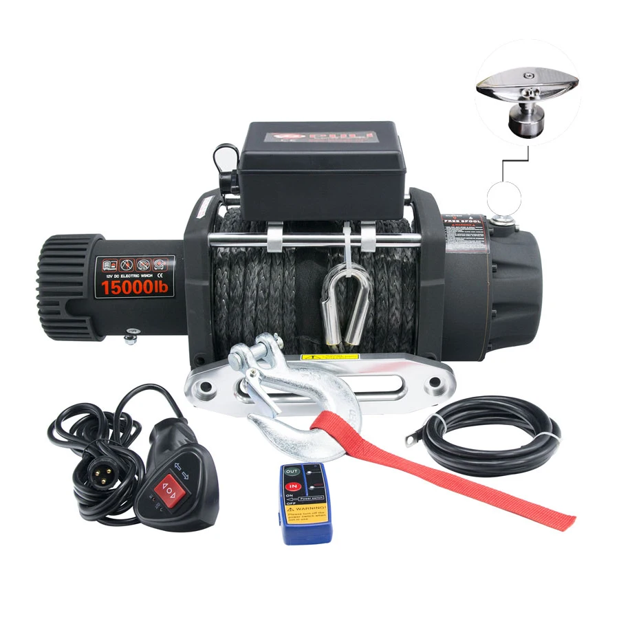 

Off road recovery 12V/24V 4*4 car electric winch 15000lbs with synthetic rope