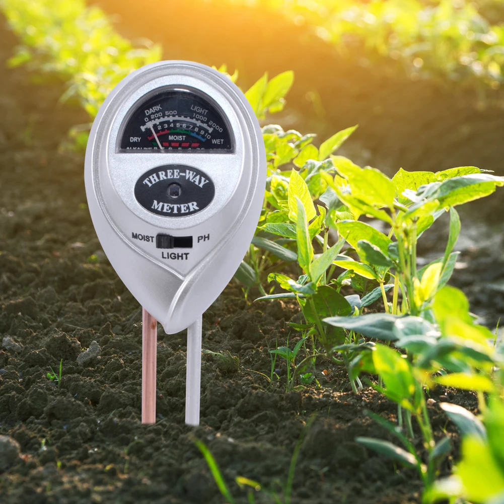 

3 in 1 Soil Water Acidity Humidity Light Sensor Portable Soil Moisture Sunlight pH Meter Tester for Garden Plant Flowers Testing