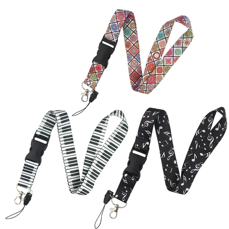 

Piano Music Notes Chinese Style Lanyards for Keys Neck Straps ID Card Badge Holder Keycord Mobile Phone Rope Accessories
