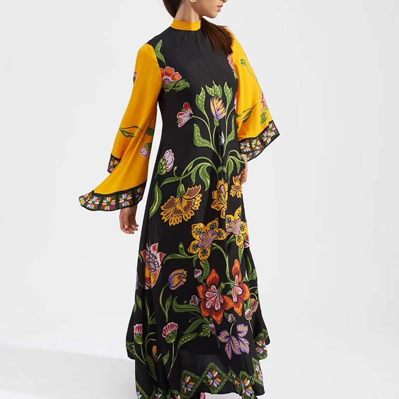 Женское платье с длинным рукавом Длинное свободное в этническом стиле ретро