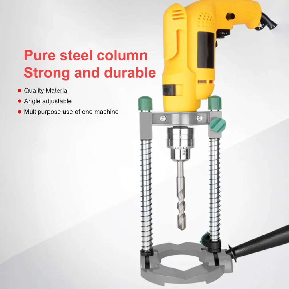 

High Quality Drill Guide Stand Electric Pipe Hand Drill Holder with Adjustable Precision Angle Removable Handle Woodworking Tool