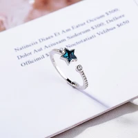 925 five pointed star temperament rings for women personality literary fashion gift korea female resizable opening rings