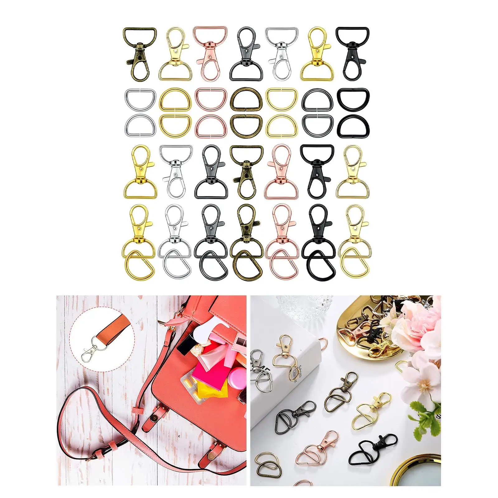 

70x застежки-карабины поворотные для оборудования швейный проект DIY ремесла сумок брелоки