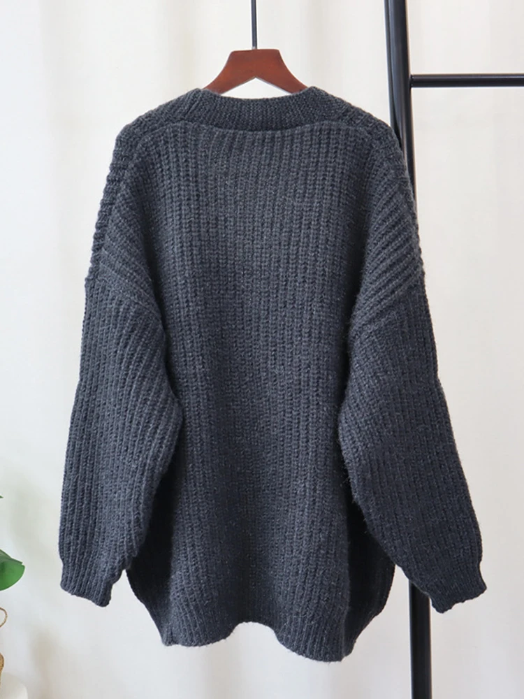 GVUW вязаный джинсовый свитер женский с v-образным вырезом нишевый дизайн