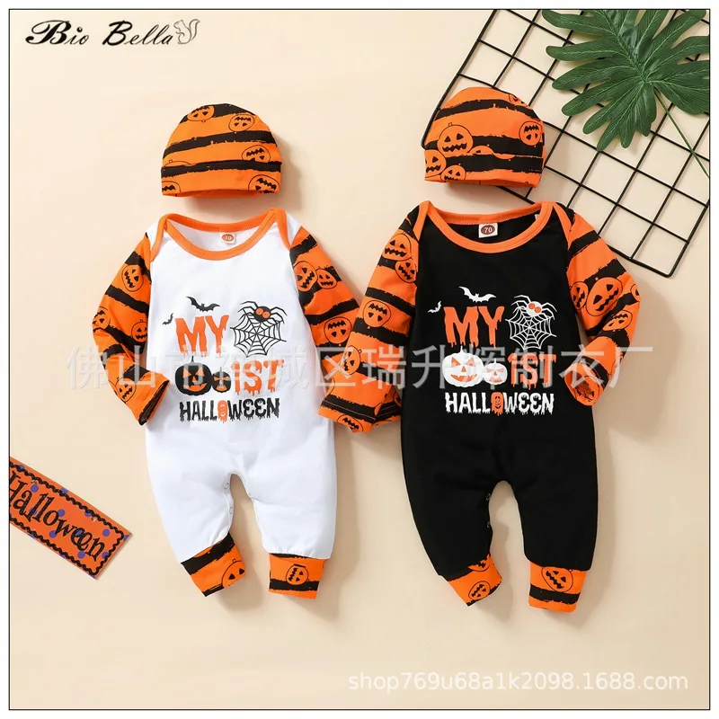 

2022 Autumn Baby Halloween Clothes Set Full Sleeve Romper Hap Pumpkin Newborn Party Infant Girls Clothing Boy Girl Halloweens