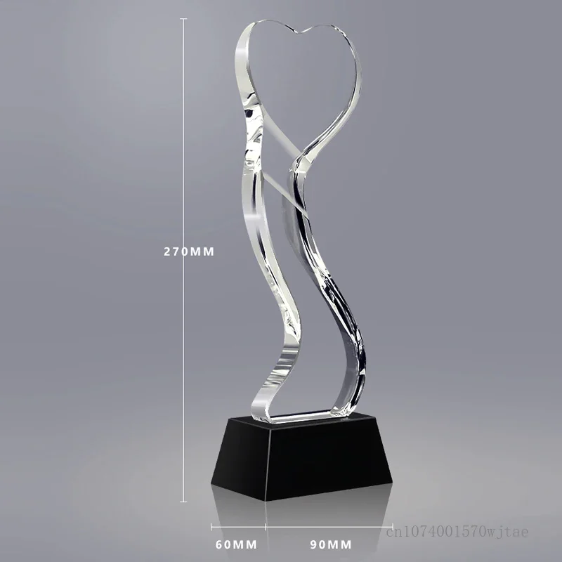 

1pc Creative Customized Column S-Shape Transparent Crystal Trophy Enterprise Awards Excellent Employee Team Souvenirs Love Medal