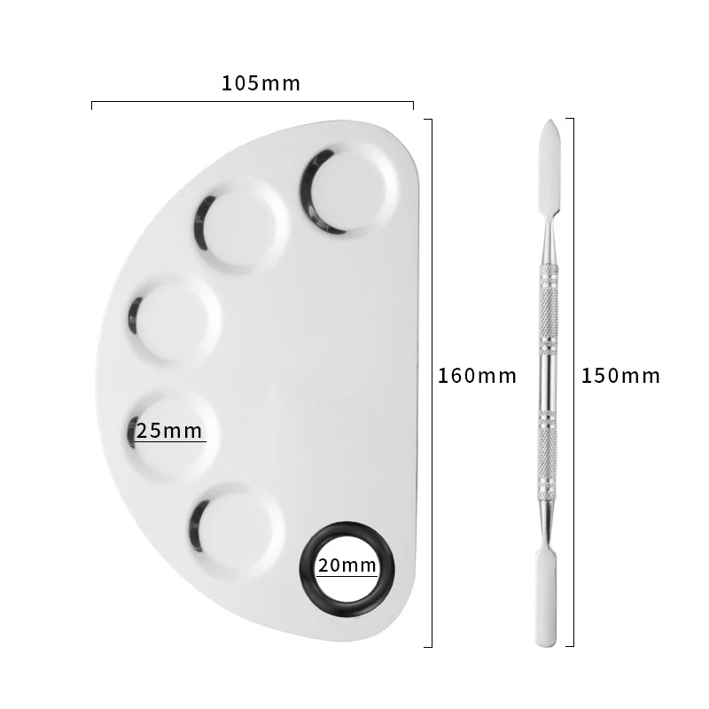 Палитра для макияжа из нержавеющей стали с лопаткой 2 шт.