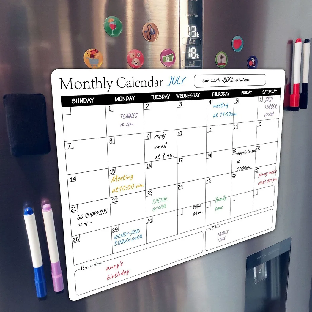 

A3 Blackboard Calendar Erasable 29.7*42cm Month Planner Magnetic Calendar Refrigerator Magnet Message Board Home Decoration