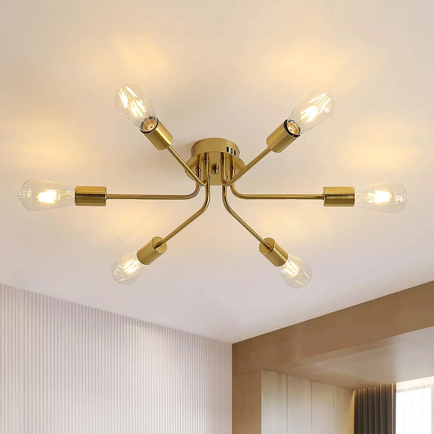 

Lighting Fixtures Modern LED Ceiling Light E27 Industrial Retro 6 Head Lamp Metal Kitchen Lights Living Room Cafe Bar Bedroom