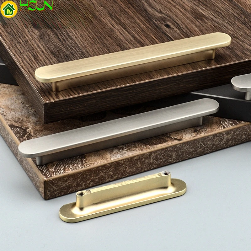 Nordic cupboard wardrobe door handle modern simple copper wire drawing drawer shoe cabinet furniture hardware