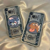 cartoon toms cat jerry mouse case for apple iphone 13 12 11 pro x xs max xr 7plus 8plus silver plating cover