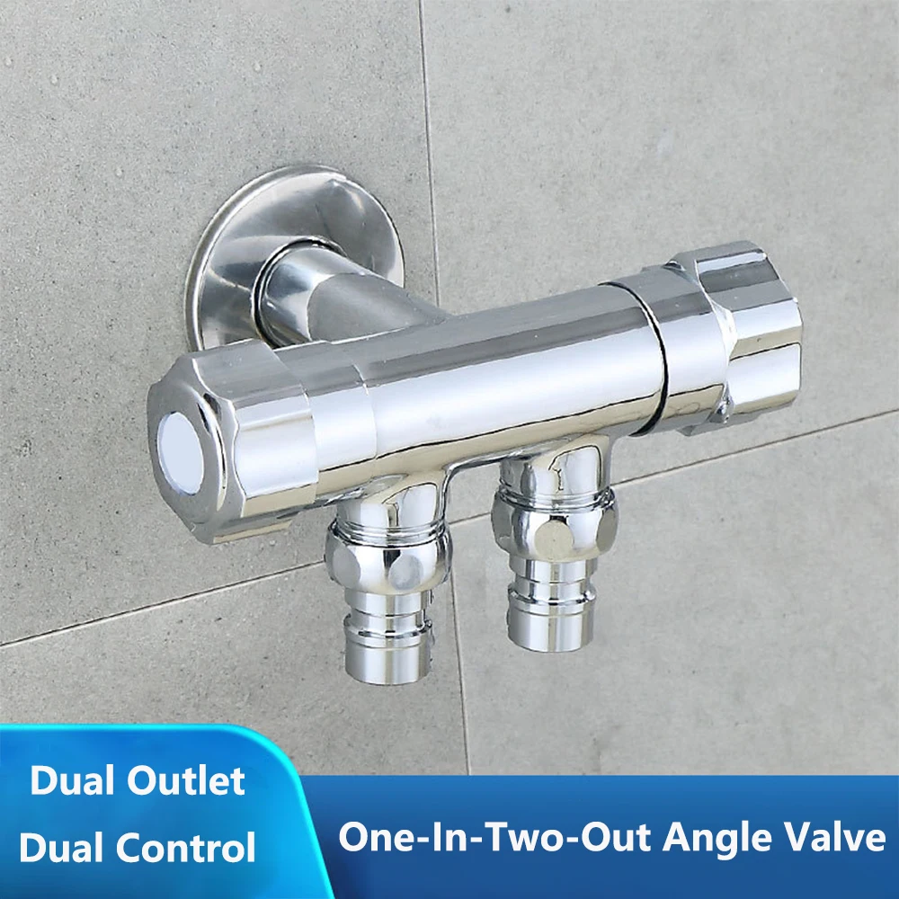 

Dual Outlet Dual Control Triangle Valve G1/2 3-Way Water Diverter Faucet Filling Angle Valves Washing Machine Toilet Stop Valve