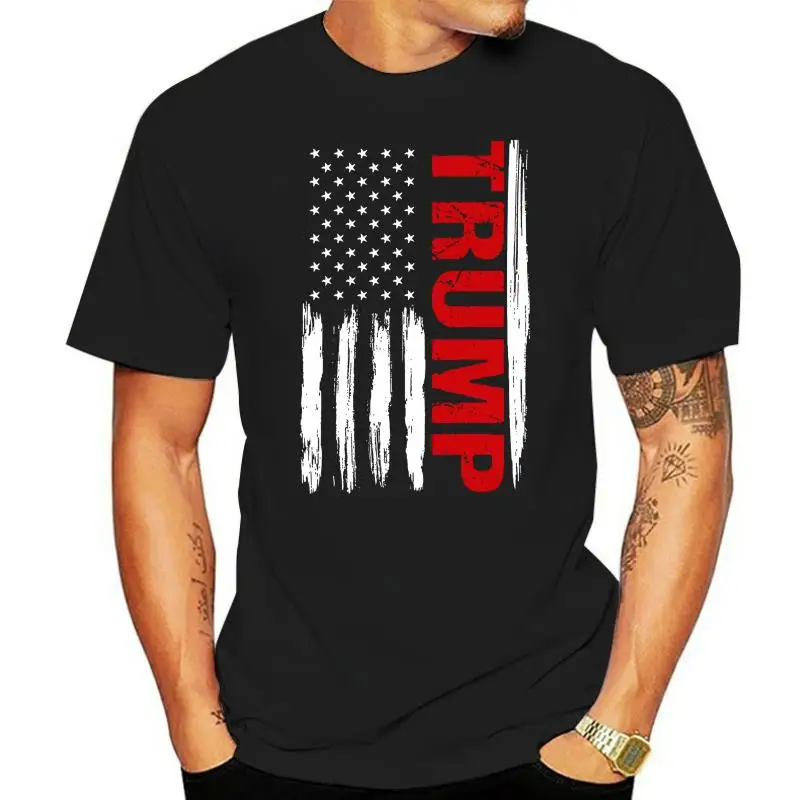 

2022 New Summer Cool Tee shirt Trump Vintage USA Flag/Pro Trump T-Shirt Cotton T-shirt